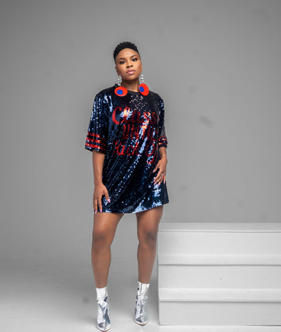 One Size sequin “Classy Until Kickoff” shirt/dress