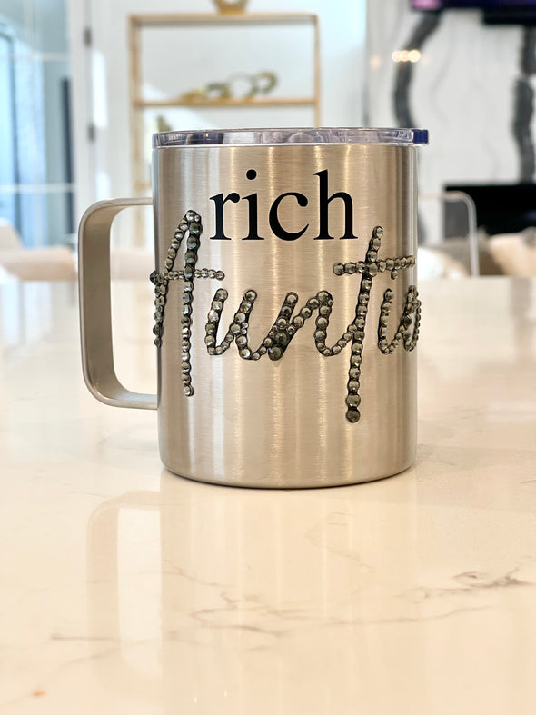 Rich Auntie (Silver w Black Diamond Bling) Mug
