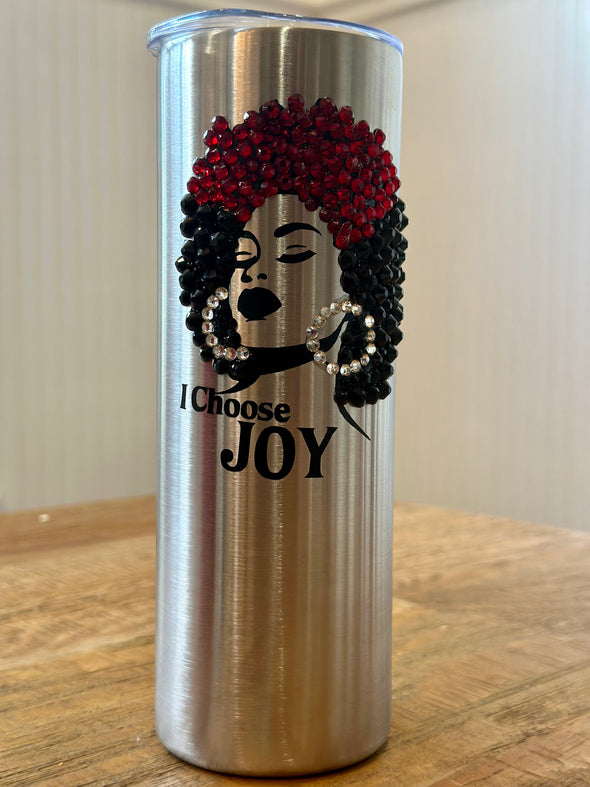 I Choose Joy Bling Tumbler (red hair)