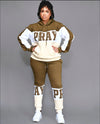 The "PRAY" Jogger Set (Olive and Creme)