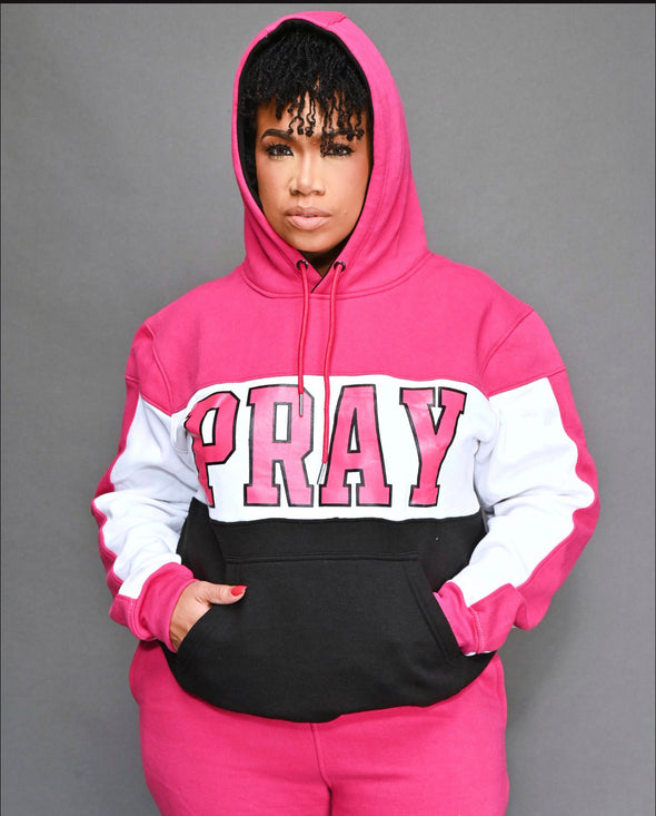 The "PRAY" Jogger Set (Pink and White)