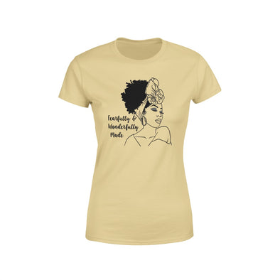 Fearfully and wonderfully made ladies tee -yellow
