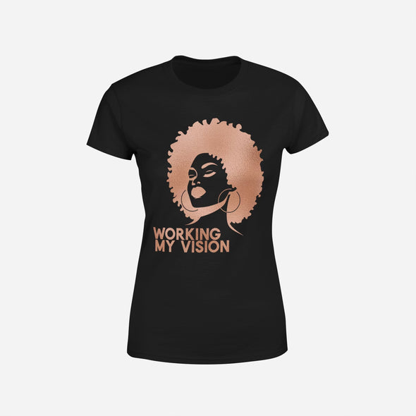 Working my Vision ladies tee- black/rose gold metallic